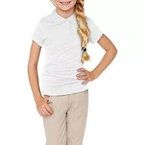 George Girls' School Uniforms Short Sleeve Polo Shirt (Large (10/12), White) NEW